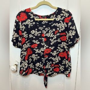 Madewell short sleeve tie blouse